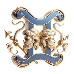 gemini zodiac illustration isolated on transparent background - generative ai