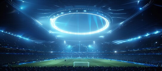 Wall Mural - Soccer stadium with a soccer field and stands full of fans