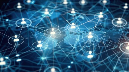 Integration social network people connection on blue dark background, global technology