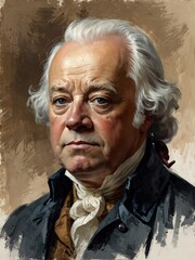 Wall Mural - john adams portrait oil pallet knife paint painting on canvas with large brush strokes art illustration on plain white background from Generative AI