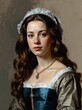 margaret cavendish portrait oil pallet knife paint painting on canvas with large brush strokes art illustration on plain white background from Generative AI