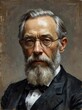 wilhelm wundt portrait oil pallet knife paint painting on canvas with large brush strokes art illustration on plain white background from Generative AI