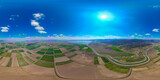 Fototapeta Natura - large and wide huge agricultural lands, irrigation pond and sustainable industry