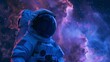 Astronaut observing a nebula