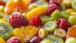 Fresh mixed fruits with dew drops close-up