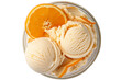 Orange ice cream scoops in a bowl