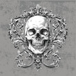 Skull with floral pattern on a grunge background illustration
