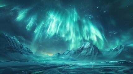 Wall Mural - Active splitting, active splitting aurora borealis arc, sky at night