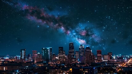 Wall Mural - beautiful view of the city of Los Angeles at starry night with buildings