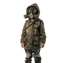 Wall Mural - Little Boy with Gas Mask Vintage Isolated