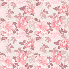  Floral pink color, Beautiful form natural, seamless pattern.