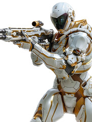 Wall Mural - white gold cyborg soldier