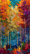Colorful oil painting of autumn forest. Luxury wall art