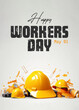 Happy Labor Day. May Day Workers Day Poster Design. Suitable for Template Poster, Banner, Flyer, Greeting Card etc
