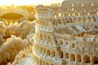 Construct a paper cut artwork of the ancient Colosseum in Rome, capturing its historical significance