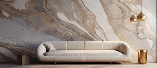 Canvas Print - A detailed view of a sofa positioned in a living space with a painted wall in the background under the soft lighting