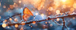 Butterfly on a tree branch, sharing a secret with the audience Illustrative, with a golden hour lighting effect and a dreamy bokeh camera effect