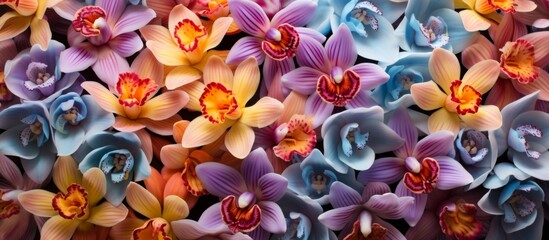 Wall Mural - Bouquet showcasing a variety of colorful flowers up close, each bloom displaying a different hue and shade