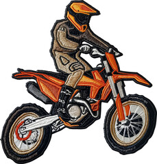 motocross embroidery patch isolated.