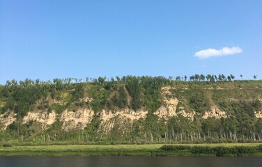 the nature river water landscape sky lake green tree summer reflection grass meadow field blue fores