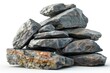 stone, rocks, various types of stones isolated on white background