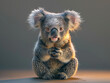 A guilt-ridden koala perched with its front paws touching its cheeks its large