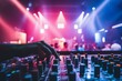 shot Electric mixer sliding knob illuminates nightclub stage, vibrant nightlife