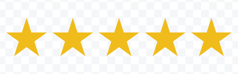 Star icon. Vector yellow isolated five stars. Customer feedback concept. Vector 5 stars rating review. Quality shape design 2 3 2