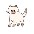 A cartoon cat with a mouth open and teeth showing. The cat is angry and has a menacing look on its face