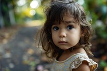 Portrait Of A Cute Little Girl In The Park. Selective Focus.