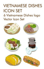 Vietnamese dishes logo vector icon set 