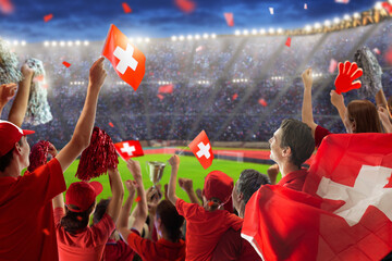Wall Mural - Switzerland football team supporter. Swiss fan.