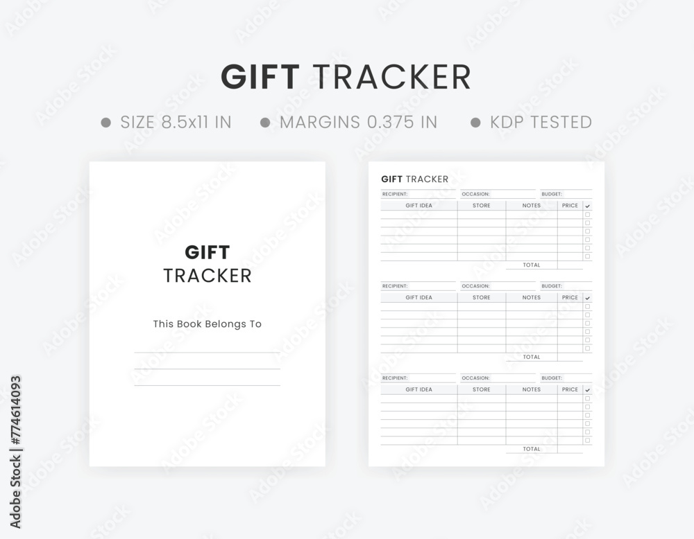 Printable Gift Tracker Template | Gift Shopping Ideas List Stock Vector ...
