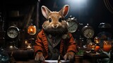Fototapeta  - Steampunk Rabbit Writing at Desk