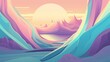 An abstract scene featuring a distorted and surreal mountain range with a gaping hole in the sky,cute, elegant, fantasy, sharpen, graphic design, illustration