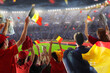 © famveldman - Belgium football fan on stadium. Belgian soccer.