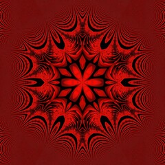 Wall Mural - bright red and black hexagonal floral fantasy as kaleidoscopic pattern and design