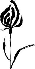 Wall Mural - Grunge Dry Brush Ink Tulip Flower