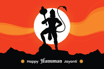 Canvas Print - Happy Hanuman Jayanti festival, celebration of the birth of Lord Hanuman, greeting card post vector