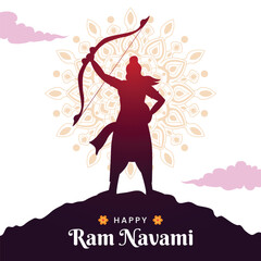 Wall Mural - hindu festival happy ram navami celebration greeting card banner design vector