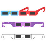 Fototapeta Dinusie - Solar eclipse glasses vector cartoon set isolated on a white background.