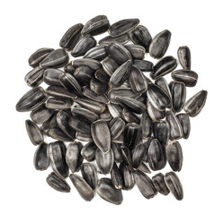 Wall Mural - Sunflower seeds isolated on a white background, top view