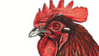 Close up drawing of a rooster flat vector