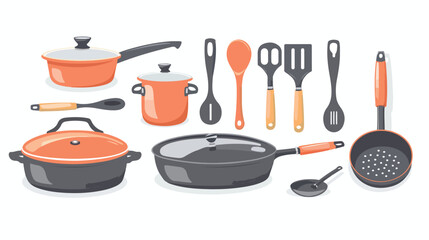  This is a chefs cookware on a white background flat vector
