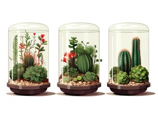 Wall Mural - Three glass vases with plants inside
