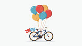 Fototapeta Na ścianę - Bicycle with multicolored balloons illustration flat