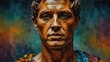 emperor augustus abstract portrait oil pallet knife paint painting on canvas large brush strokes art watercolor illustration colorful background from Generative AI