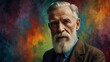 george bernard shaw abstract portrait oil pallet knife paint painting on canvas large brush strokes art watercolor illustration colorful background from Generative AI