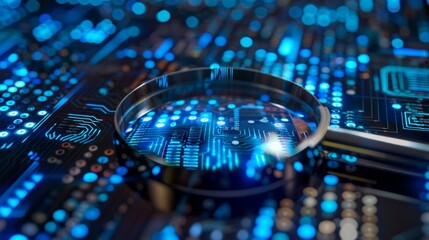 Fototapete - Magnified View of a Circuit Board Revealing AI Innovations