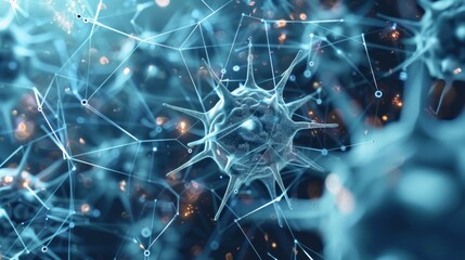 Aufkleber - Futuristic Neural Network Representation in Blue Tones